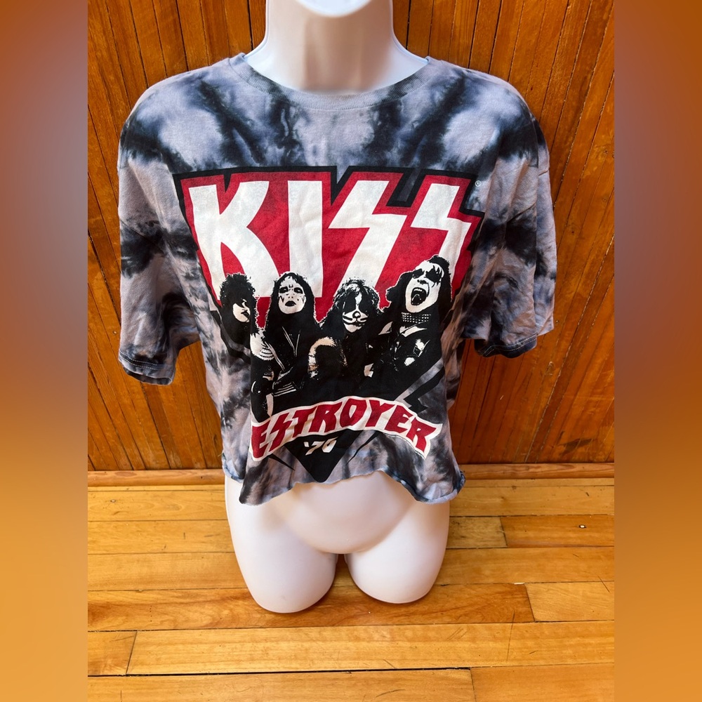 Liquid Blue Black and Red KISS Destroyer Band Tee Shirt